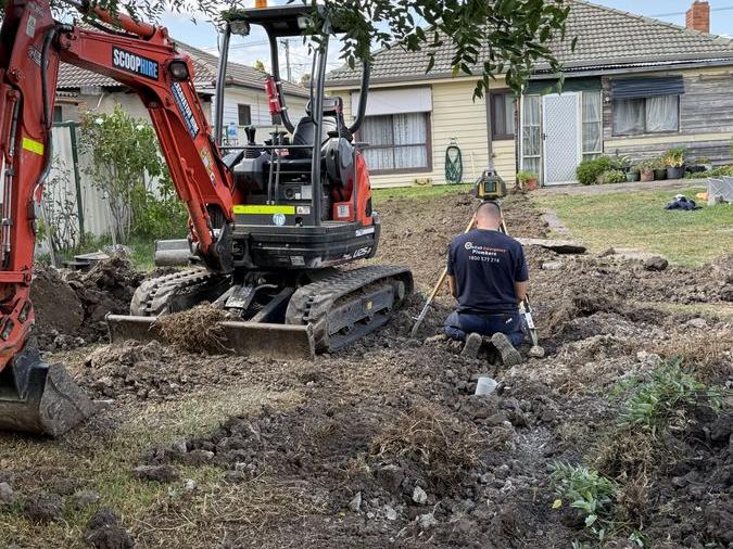 Outdoor drain pipework and drainage access, Chadstone