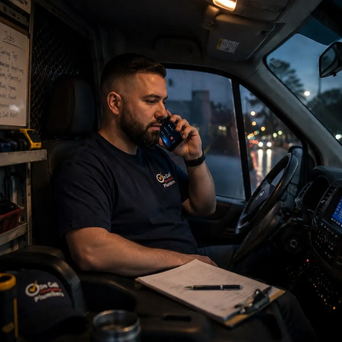 Plumber responding to an emergency call, Chadstone